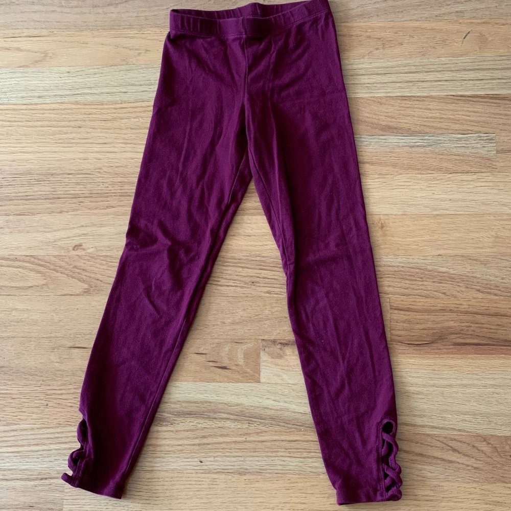 Girls Maroon Old Navy Leggings Size 8 (M)